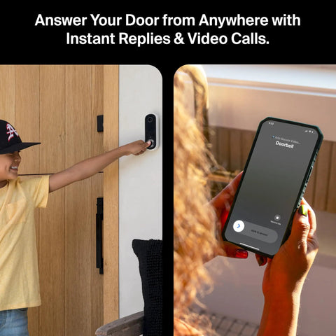 Child uses 2K Video Doorbell With Chime 2 For Home Security Wireless Or Wired Installation Clear 2 Way Audio Night Vision App