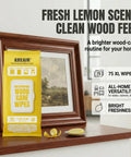 Let Go Of Dust And Grime With These Multi Purpose Wood Cleaning Wipes That Pack A Light Lemon Punch And Make Your Furniture Shine Without Any Extra Hustle. Pack of 75 lemon scent wipes, 7x8 inches, ideal for wood surfaces.