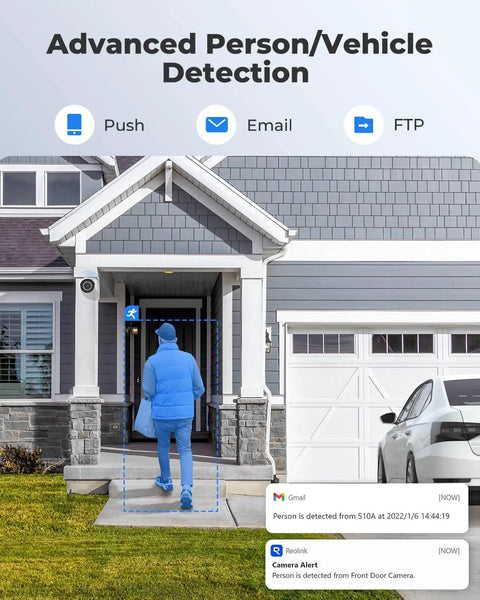 Image of 5MP PoE Security Camera With Smart Person Vehicle And Animal Detection, 100ft Infrared Night Vision, detecting person at door.