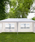 Outdoor Party Tent 10x20 Foot Canopy Gazebo With Removable Sidewalls Instant Event Tent for outdoors, white with window panels.
