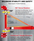 Usyato Wall Mount Jib Crane, 660 Lbs Electric Scaffolding Lift Hoist Support Arm showing 180° swivel rotation and reinforced structure.
