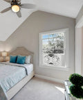 Bedroom interior with Window Fan For Bedroom 9 Inch Dual Fans With Auto Lock Expanders Crank Up The Breeze 3 Speed Controls.