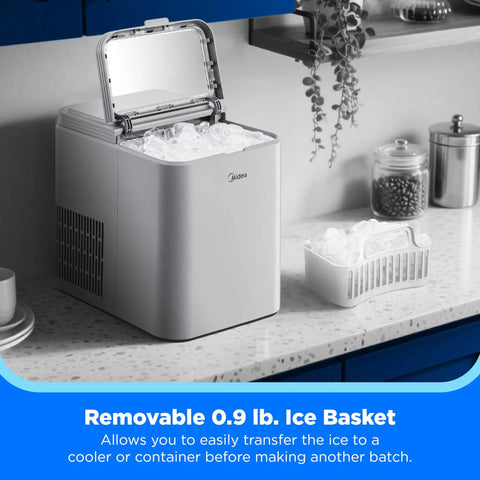 Countertop Bullet Ice Maker Fast Ice 8 Bullets In 6 Minutes Up To 26 Lbs Per Day Self Cleaning With Ice Scoop And Basket on kitchen counter