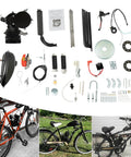 110cc Bicycle Engine Kit For 26 To 28 Inch Bikes, 2 Stroke Gas Motorized Conversion Kit components and assembled bikes