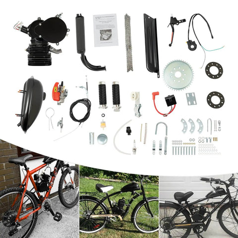 110cc Bicycle Engine Kit For 26 To 28 Inch Bikes, 2 Stroke Gas Motorized Conversion Kit components and assembled bikes