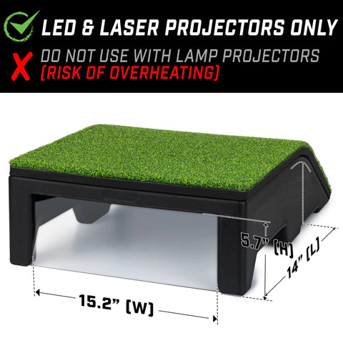 Golf Simulator Projector Cover With Turf Floor Mounted Enclosure For LED Projectors, Durable HDPE Shield, Dimensions: 15.2'' x 14''