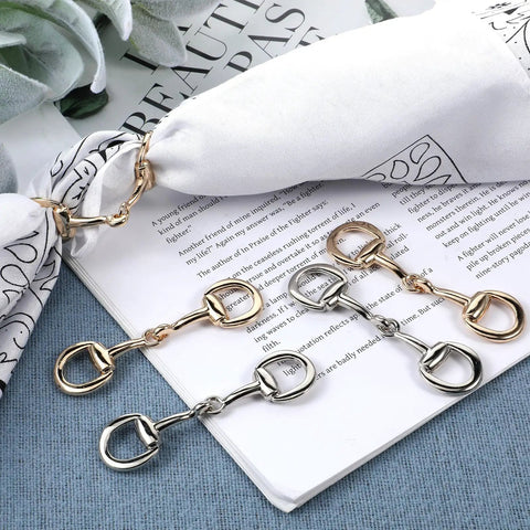 Gold Blingy Double D Ring Snaffle Bit Buckles Set For Necklaces And Bracelets with scarf and book