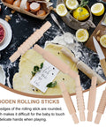 4 Piece Plasticine Rolling Pin Set With Wooden Handles For Dough, Embossing And Bakeware on baking table