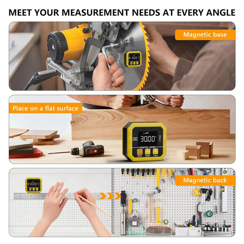 Heavy Duty Digital Angle Finder Magnetic Inclinometer With Fast USB Charging Built For Pros And Weekend Warriors Who Demand Flawless Layouts And Easy Electronic Level Use Every Single Time on a magnetic base.