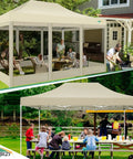 10 By 15 Heavy Duty Pop Up Canopy With Four Sidewalls And Mosquito Netting Easy Up Screen Tent in use at outdoor gathering