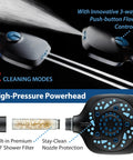 Black Six Way High Pressure Showerhead System With 82 Spray Modes and Dual Cleaning Modes