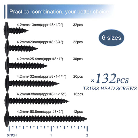 Black Wood Screws Set With 132 Piece Assortment Go To Woodworking Six Sizes In Phillips Drive 1022A Carbon Steel Truss Head