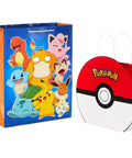 Two Pack Pokemon Gift Bags Bundle 9 Inch Pokeball and 15 Inch Extra Large Pikachu Bags for Kids Teens Gamers Perfect for Birthdays Christmas Halloween and More featuring cartoon characters.
