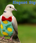 Bird Diaper Harness With Leash For Outdoor Fun, No Fuss Adjustable Diapers For Parrots, Cockatiels with lemon print