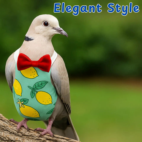 Bird Diaper Harness With Leash For Outdoor Fun, No Fuss Adjustable Diapers For Parrots, Cockatiels with lemon print