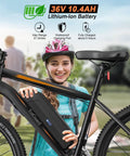 Woman holding All Terrain Electric Mountain Bike For Adults With 26 Inch Wheels 350W Motor Cruising Up To 19.8 MPH 374.4Wh