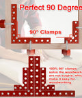 Eight Piece Corner Clamps With Box For Woodworking Aluminum Alloy 90 Degree Right Angle Clamp Set in use on wooden frame