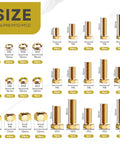 Badass 740 Piece Metric Bolts And Nuts Kit Featuring M6 M8 M10 M12 Assortment showing sizes and quantities of nuts and bolts.