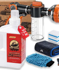 5 In 1 Salt Remover Wash Kit For Boats And Cars with pH Neutral Marine Cleaner, foam sprayer, XL towel, wash mitt, and scuff erasers