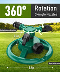 Automatic 360 Rotating Lawn Sprinkler For Large Yard Coverage With Dual Spray Modes And Water Saving Design 3-angle nozzles