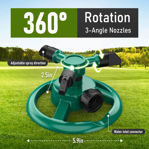 Automatic 360 Rotating Lawn Sprinkler For Large Yard Coverage With Dual Spray Modes And Water Saving Design 3-angle nozzles