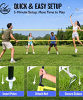 Backyard Badminton Set With Pro Grade Net, 4 Rackets, Shuttlecocks And Carrying Bag In Yellow For Durable Outdoor Play setup demonstration