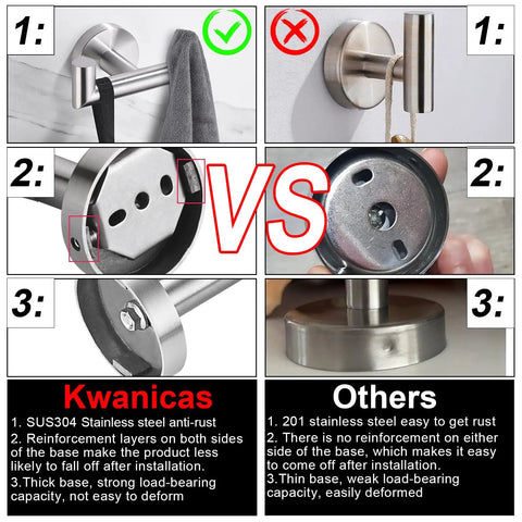 Comparison of Built To Last Heavy Duty Towel Hooks For Bathrooms And Kitchens, showing durability and installation differences.