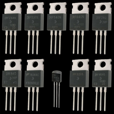 MOSFET Transistor Kit With 70 Piece All In One Assortment Including NMOS And PMOS Logic Level High Current Devices IRFZ44N IRF3205 IRF9540 IRF640N IRF740 2N7000