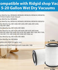 VF4000 Replacement Filter Two Pack For 5 To 20 Gallon Wet Dry Vacs Compatible With Husky 6 To 9 Gallon Units And Craftsman Vacs Made After 1988 Heavy Duty Filtration Easy Install Long Lasting Replacement, shown with diagram and compatibility list on a wooden surface