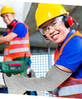 Heavy Duty Cut Resistant Arm Sleeves With Thumb Hole Built Tough As Nails For Welding And Gardening Straight Up Anti Cut Guard Gear For Mechanics And Site Work Premium Forearm Sleeves worn by worker using tool.