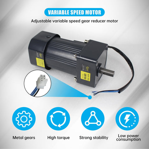 Powerhouse 120W Adjustable Gear Reducer Motor 110V Single Phase CW CCW Geared Motor With Speed Controller 15mm Shaft with icons