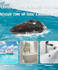 Mini Remote Control Boat 360 Degree Rotating RC Boat With 2 4 GHz Operation displayed near pool, bathtub, and sink.