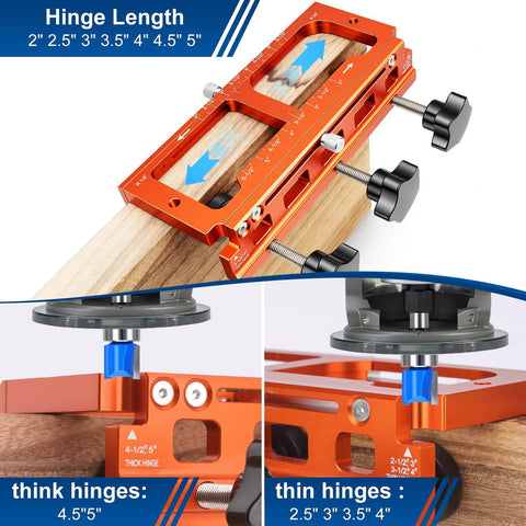 Pro Grade Aluminum Door Hinge Jig Kit For Router Mortise Template Adjustable From Two And A Half Inches To Five Inches