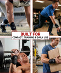 Adjustable Wrist Brace With Dual Elastic Straps For Maximum Support, shown in sports and heavy-duty work environments.