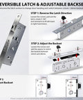 Reversible Latch & Adjustable Backset assembly instructions for Tough As Nails Brass Storm And Screen Door Handle Set.