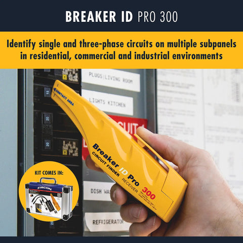 Breaker ID Pro 300 Electrical Circuit Breaker Finder Kit With Transmitter Receiver And Adapters in use on circuit panel