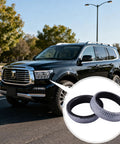 Exhaust donut gasket, 2.5 inch (65 mm), graphite, two-piece set; front view with inset of gaskets.