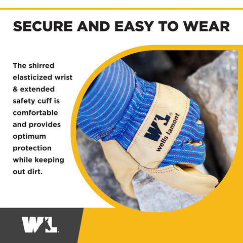 Men's White Mule Heavy Duty Cowhide Leather Palm Work Gloves X Large For Tough Jobs, Abrasion And Puncture Resistant