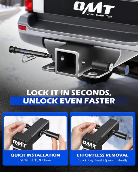Locking Trailer Hitch Pin For 2 Inch Receiver With 5 Eighth Inch Diameter Anti Theft Steel Pin Lock With Key Anti Rattle Design With O Rings Fits Class III And IV Hitches Heavy Duty Security Pin For Travel And Storage installed on vehicle