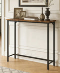 Narrow Entryway Console Table And Sofa Side Table In Industrial Hallway Style For Small Spaces Space Saver, brown finish in hallway