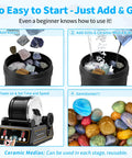 Rock Tumbler Kit With Quiet 2.5Lb Rubber Barrel Rotary Polisher Three Speeds Nine Day Timer With Memory Function instructional steps