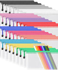 36 Pack Mesh Zipper Pencil Pouches Bulk For Stationery And Travel, 9.2 By 4.7 Inches Small Zipper Bags, Translucent 12 Color Set
