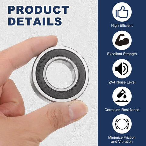 Deep Groove Ball Bearing 32mm x 65mm x 17mm Chrome Steel, hand-held, showing double rubber seal and ABEC 5 tolerance features.