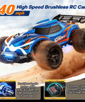 Blue One Sixteenth Brushless Remote Control Car For Adults 64 KMH Off Road 4X4 All Terrain RC Monster Truck