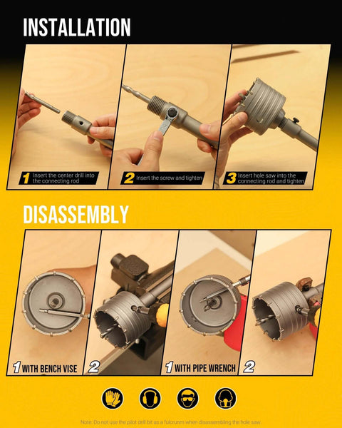 TGFTGF 13-piece concrete hole saw kit with tungsten carbide; includes 30–110 mm hole saws and SDS Plus/Max bits.