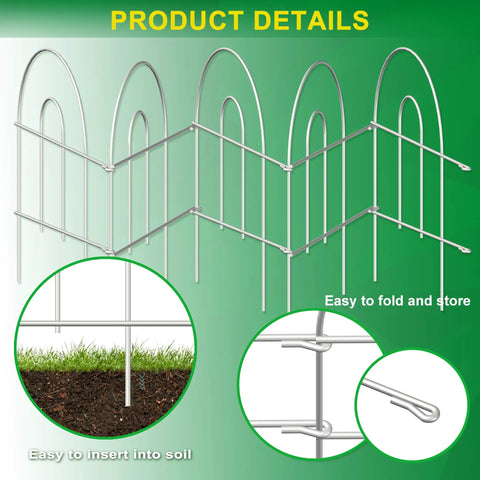 White Garden Fence Border 18 Inch High 50 Feet Long Foldable Metal Wire Panel Fencing for Yard Flower Bed Patio Edging