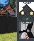 Chain Link Fence Privacy Screen 6 By 50 Feet, 90 Percent Privacy Outdoor Fence Cover With Brass Grommets installed in backyard