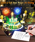 Interactive Pop Up Birthday Card Featuring Flashing Lights And Music Tracks That Totally Knock Your Socks Off Hella Cool Gift For Besties Spouses And Family Comes With Envelope, 3D design with fireworks, writing space included.