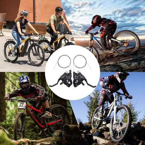 Left And Right Bike Brake Levers Shifter Set For 21 Speed Mountain Bikes 3x7 With Gear Indicator And Cables Included Replacement Kit For MTB And Folding Bikes Ready To Go with mountain bikers.