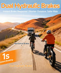 Riders using Beast 1500W Peak Electric Bike For Adults With Fat Tires 52V 20Ah Removable Battery Top Speed 35MPH in scenic area
